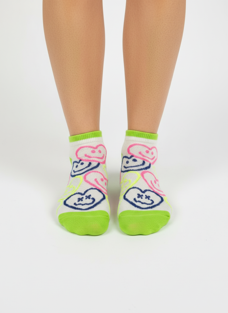 NEON FACE GRAFFITI ANKLE SOCKS