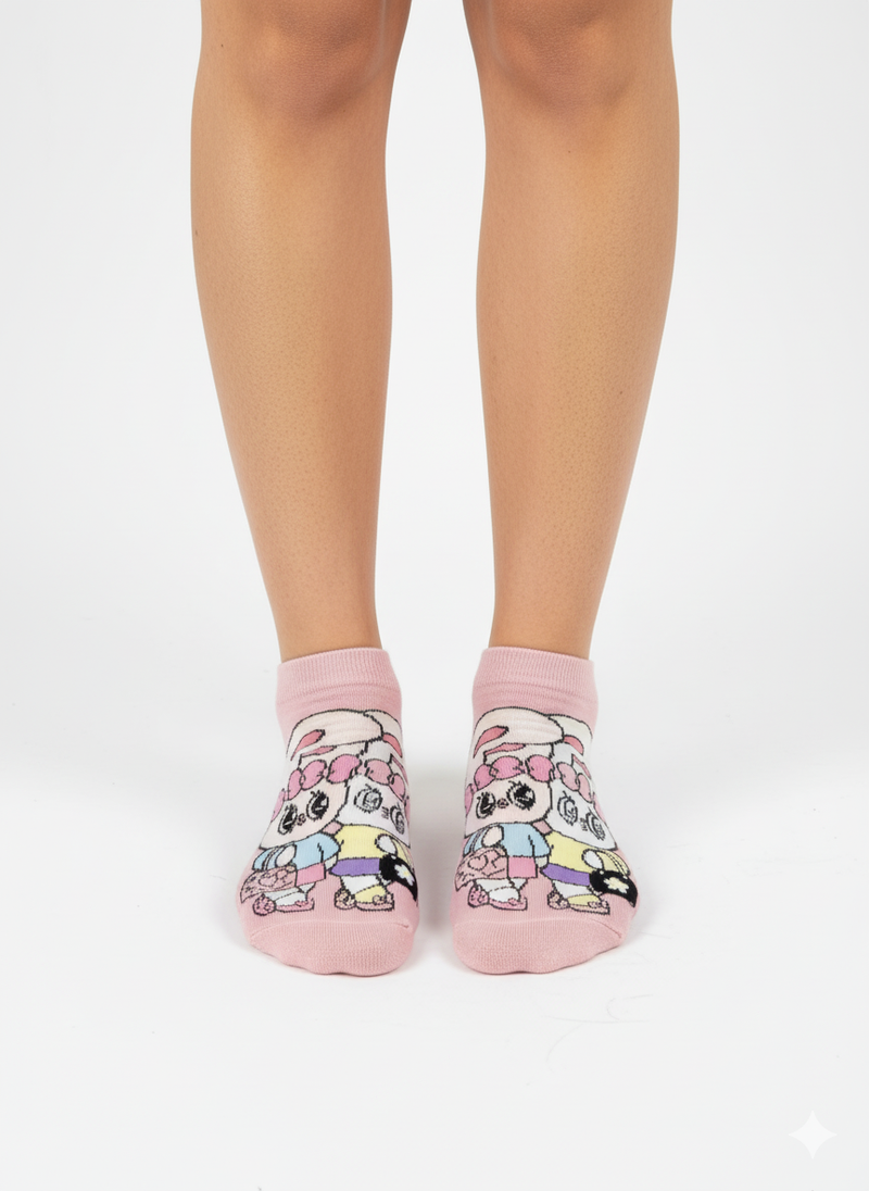 PINK BOW BEAR DUO ANKLE SOCKS