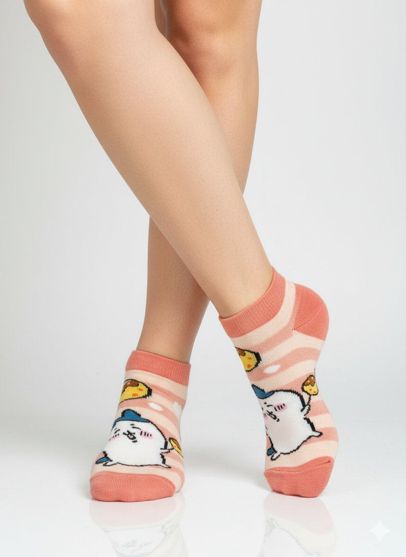 STRIPED BUNNY & BANANA ANKLE SOCKS