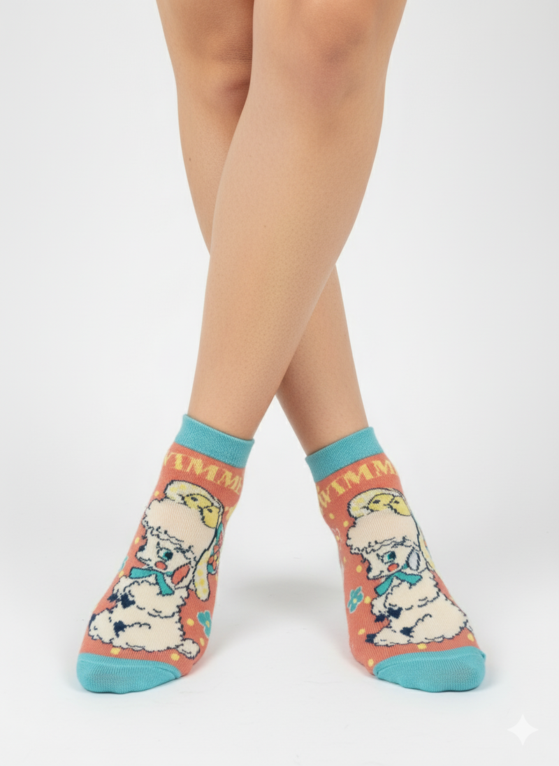PASTEL POODLE ANKLE SOCKS