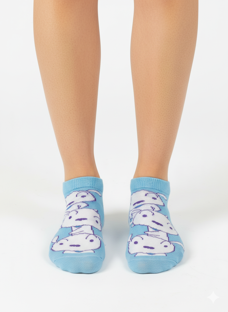 BLUE STACKED BUNNY ANKLE SOCKS