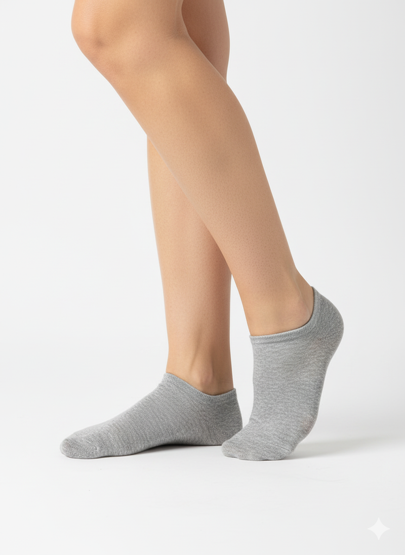 HEATHER GREY NO-SHOW SOCKS