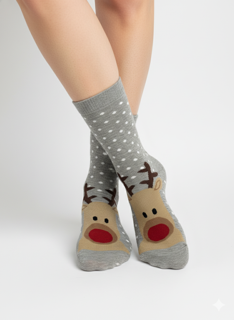 RUDOLPH POLKA DOT CREW SOCKS