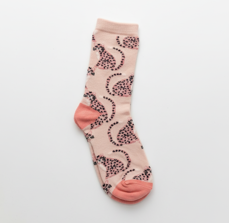 SHIMMERY ROSY LEOPARD LOUNGE SOCKS