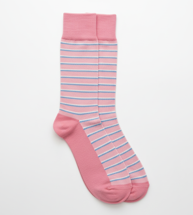RL POLO PINK & BLUE FINE STRIPE SOCKS