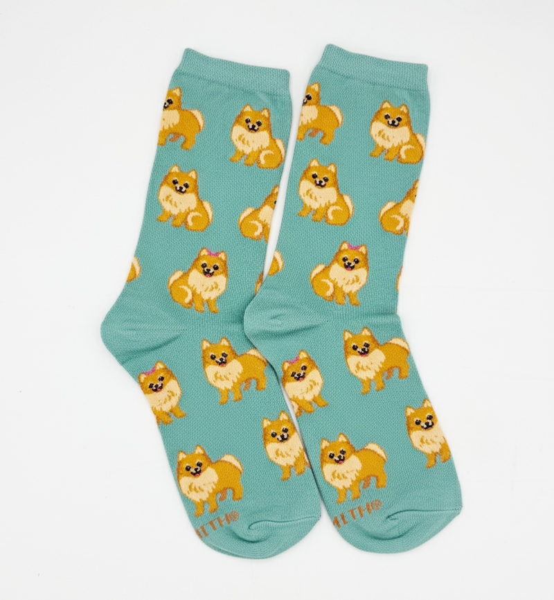 AQUA POMERANIAN PATTERN SOCKS