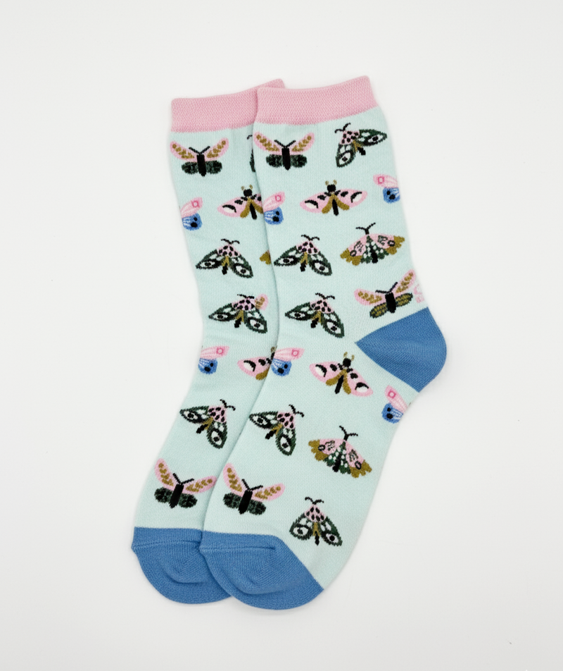 WHIMSICAL BUTTERFLY & PASTEL CREW SOCKS