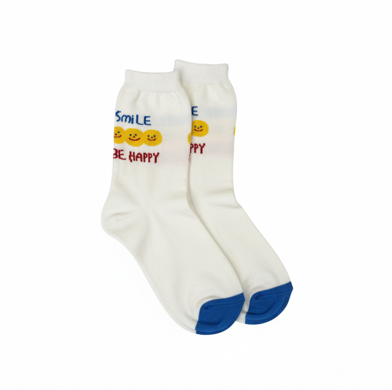 SMILE & BE HAPPY QUOTE SOCKS