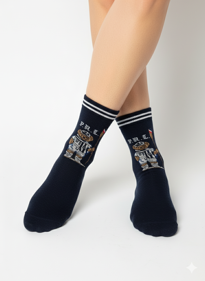 RL POLO COLONIAL BEAR NAVY SOCKS
