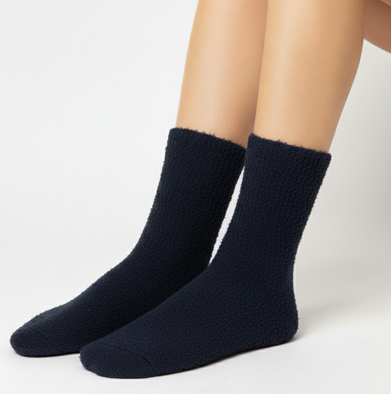 MIDNIGHT BLUE FUZZY SLIPPER SOCKS