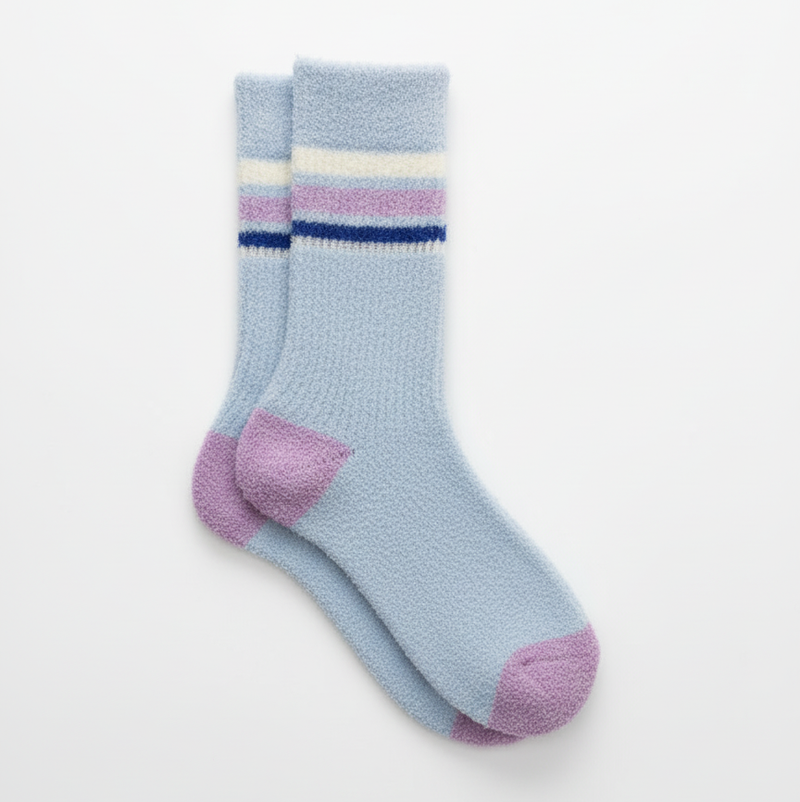 RETRO STRIPE POWDER BLUE COZY SOCKS
