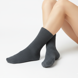 HEATHER CHARCOAL FUZZY CREW SOCKS