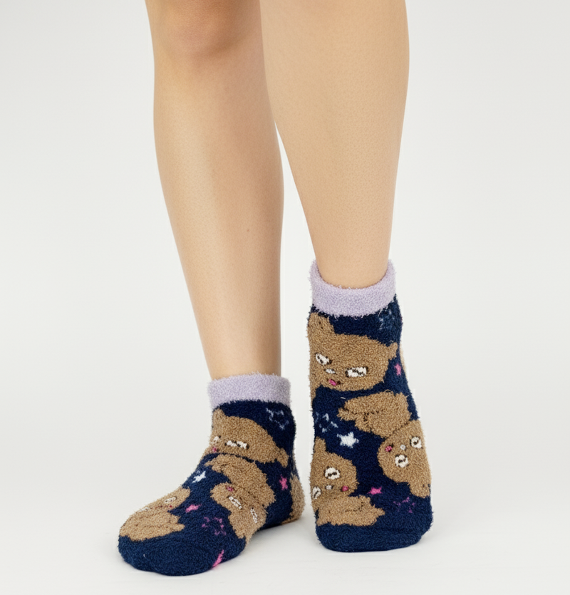 GALAXY BEAR FUZZY ANKLE SOCKS