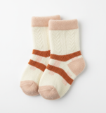 RETRO STRIPE FUZZY BABY SOCKS (MODELED)