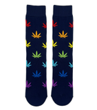 RAINBOW CANNABIS LEAF CREW SOCKS