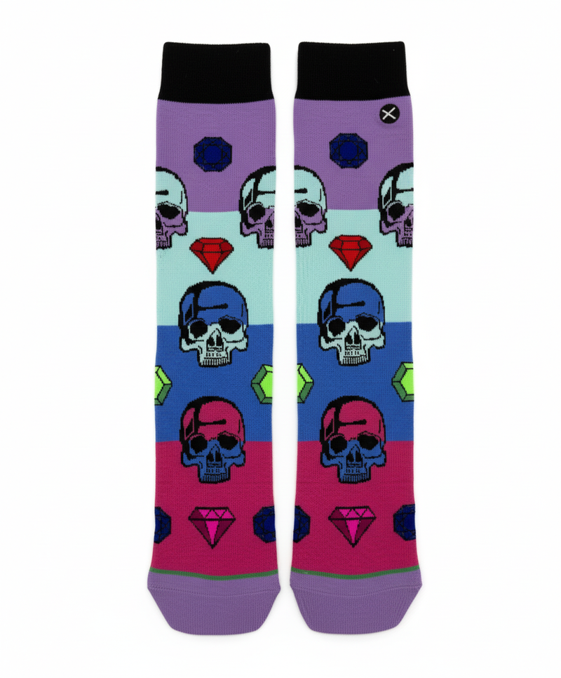 SKULL AND DIAMOND STRIPE CREW SOCKS