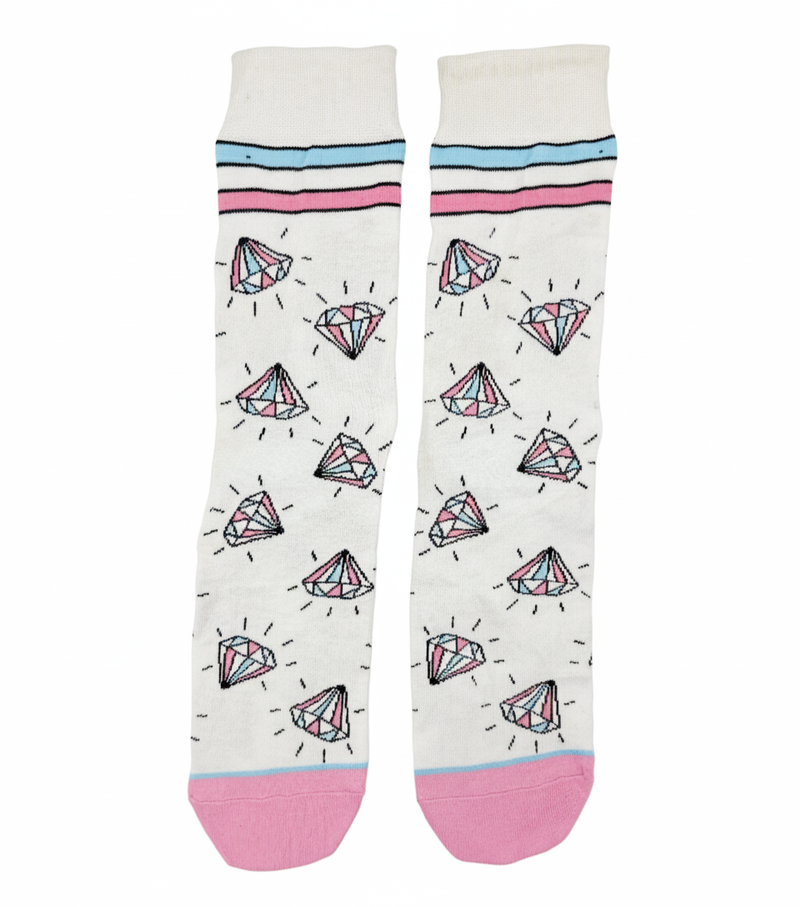 SPARKLING DIAMONDS PATTERN CREW SOCKS