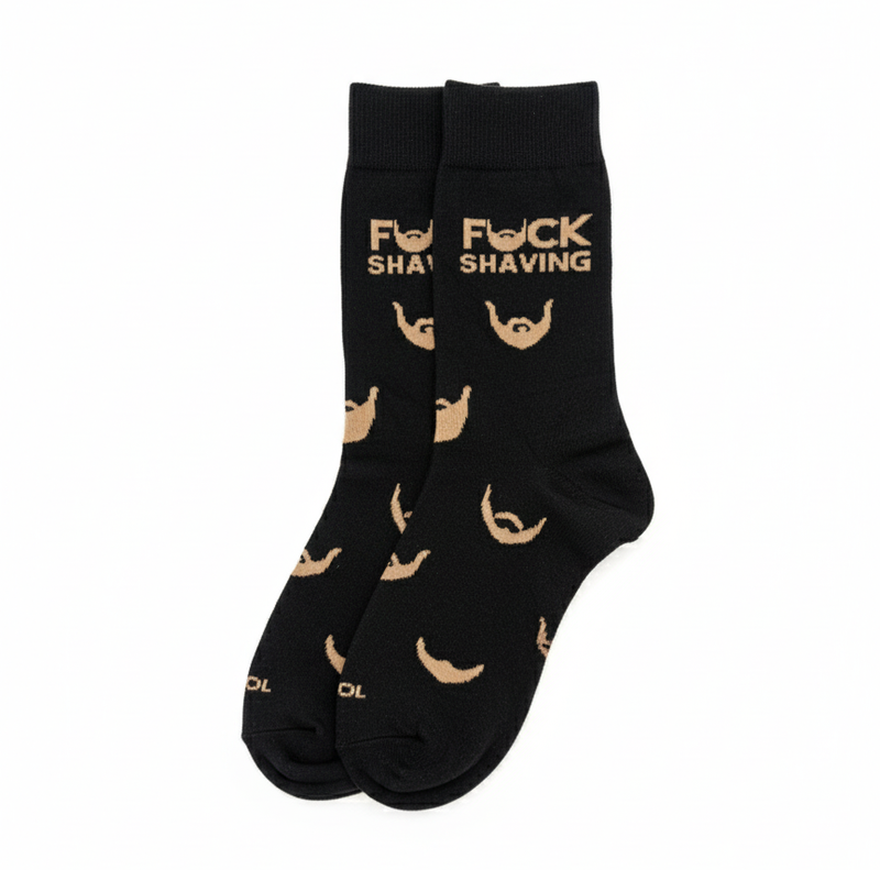 F*CK SHAVING BEARD PATTERN CREW SOCKS