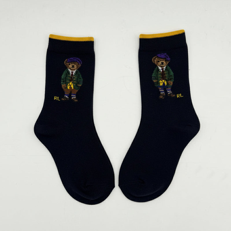 RL POLO PROFESSOR BEAR NAVY CREW SOCKS (5-10yrs)