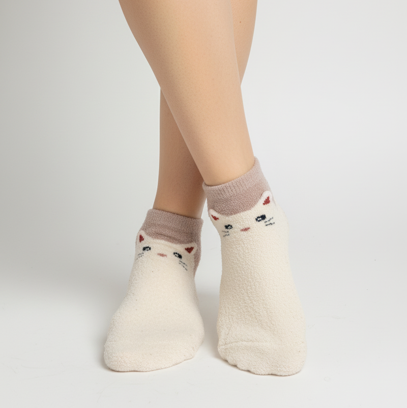PURR-FECTLY COZY KITTEN ANKLE COZY WARM SOCKS