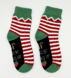 FUZZY STRIPE ELF SLIPPER SOCKS (5-10yrs)
