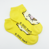 ICE CREAM CAT YELLOW ANKLE COZY WARM SOCKS