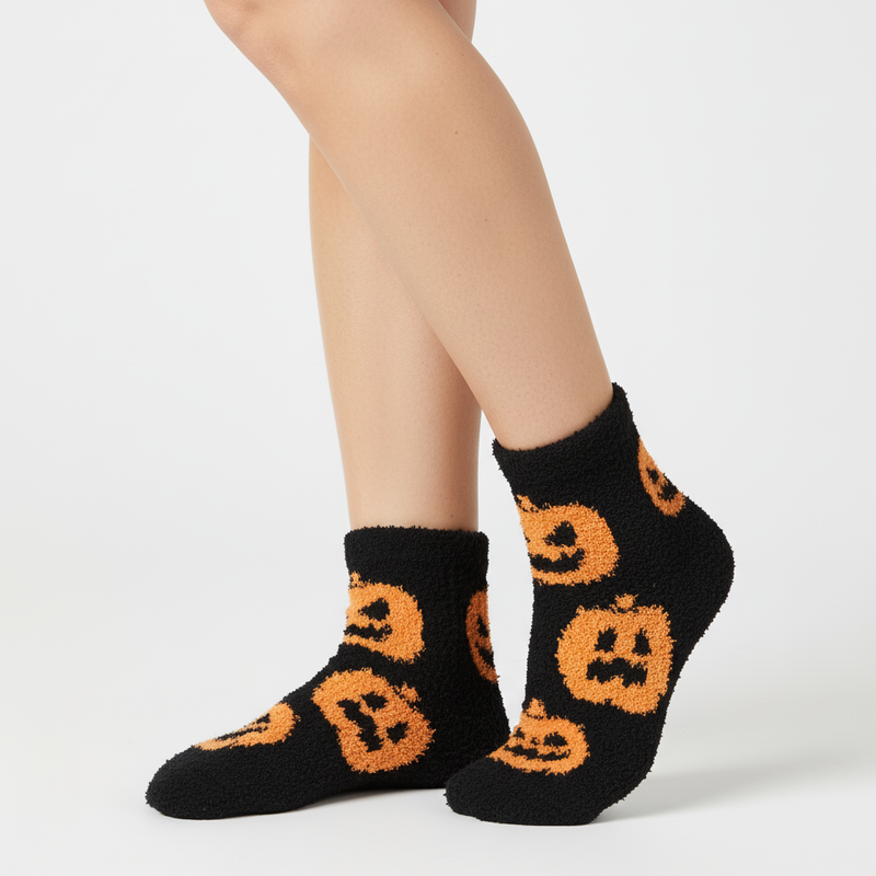 JACK-O'-LANTERN HALLOWEEN FUZZY SOCKS