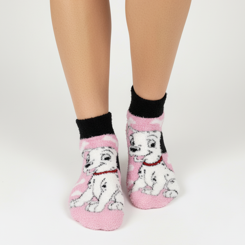 PINK DALMATIAN PUPPY ANKLE COZY WARM SOCKS