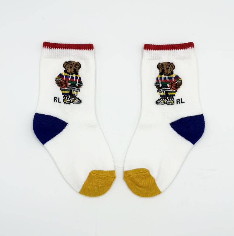 RL POLO POLO BEAR BASKETBALL CREW SOCKS (0-2YRS)