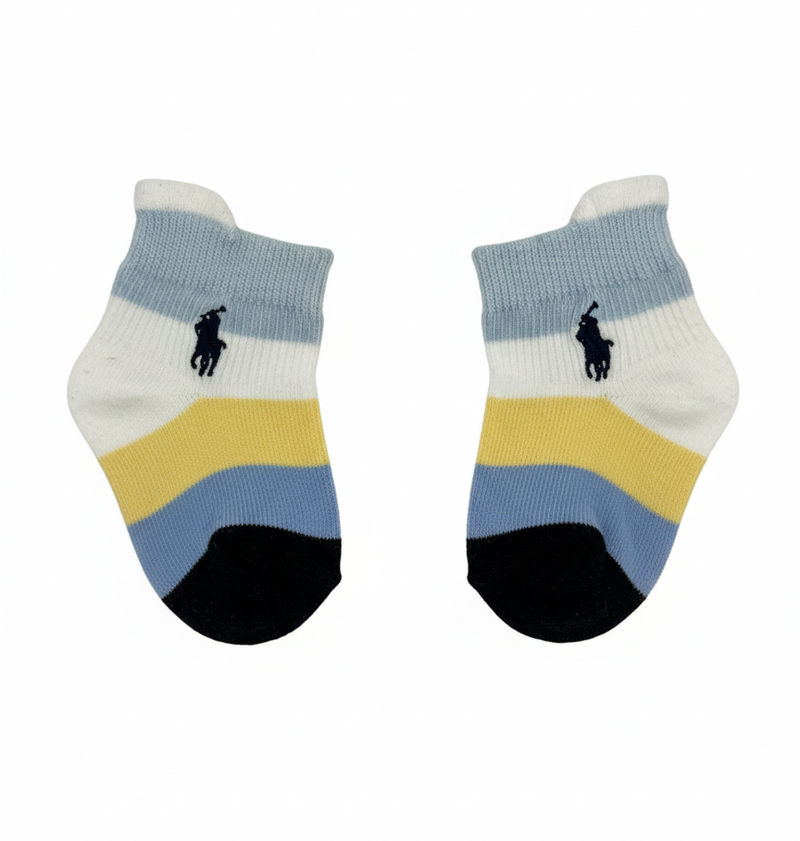 RL POLO BABY COLOR BLOCK POLO PONY ANKLE SOCKS (0-2YRS)