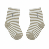 RL POLO BABY STRIPED TAN PONY ANKLE SOCKS (0-2YRS)