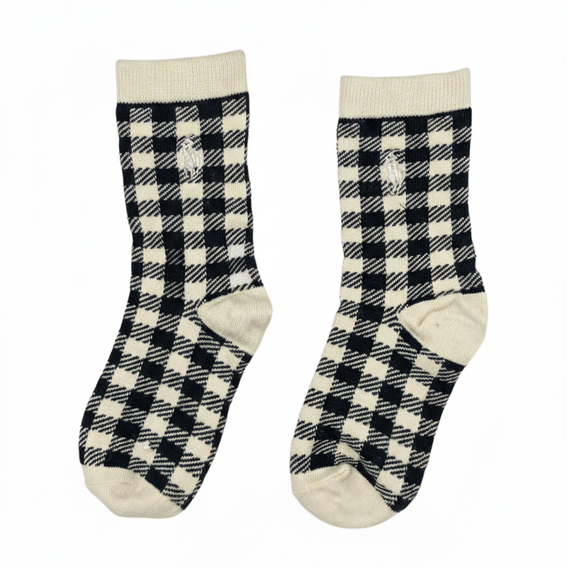 RL POLO BLACK & WHITE GINGHAM CREW (5-10yrs)