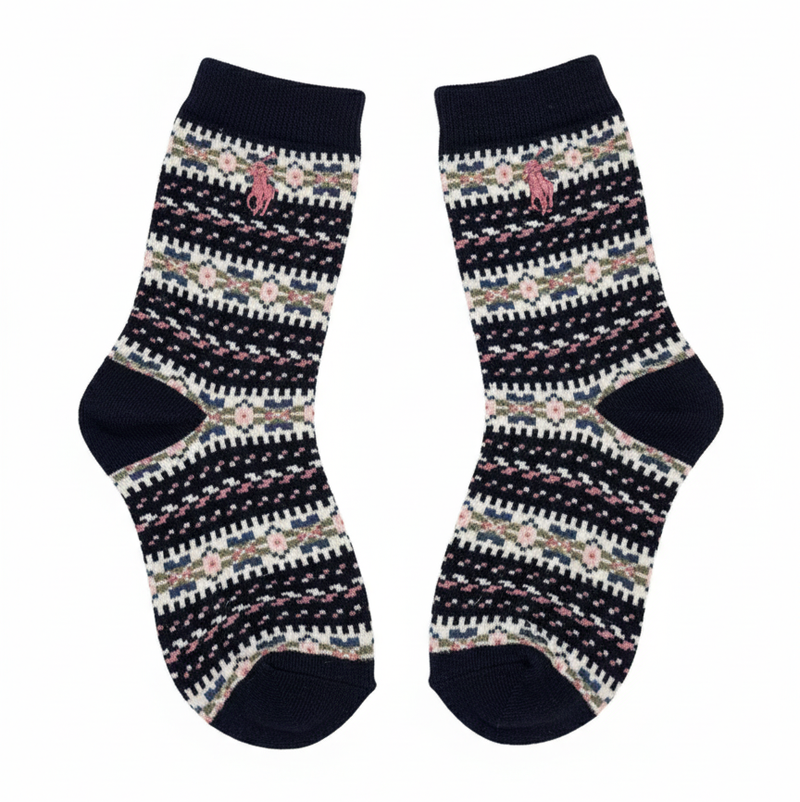 RL POLO MIDNIGHT ROSE FAIR ISLE SOCKS (5-10yrs)