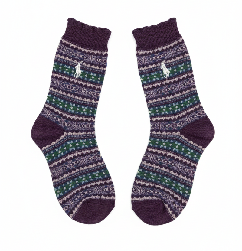 RL POLO TWILIGHT BERRY FAIR ISLE SOCKS (5-10yrs)