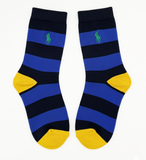 RL POLO ROYAL BLUE & BLACK BLOCK SOCKS (5-10yrs)