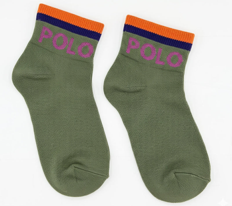 RL POLO RETRO POP ANKLE SOCK (OLIVE) (5-15yrs)