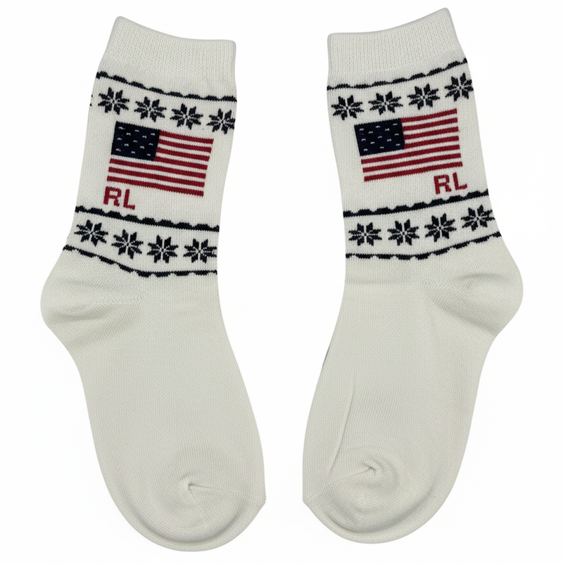 RL POLO FAIR ISLE FLAG CREW SOCKS (5-10yrs)