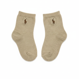 RL POLO BABY TAN TEXTURED POLO PONY SOCKS (0-2YRS)