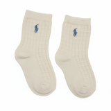 RL POLO BABY WAFFLE KNIT IVORY PONY SOCKS (0-2YRS)