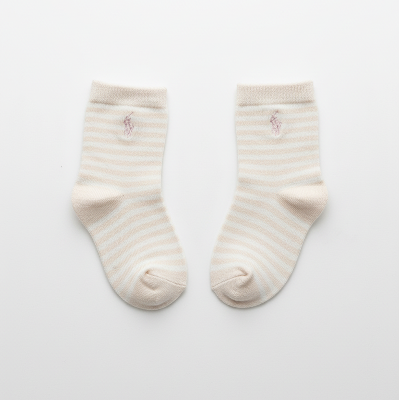 RL POLO BABY STRIPED PINK PONY SOCKS (0-2YRS)