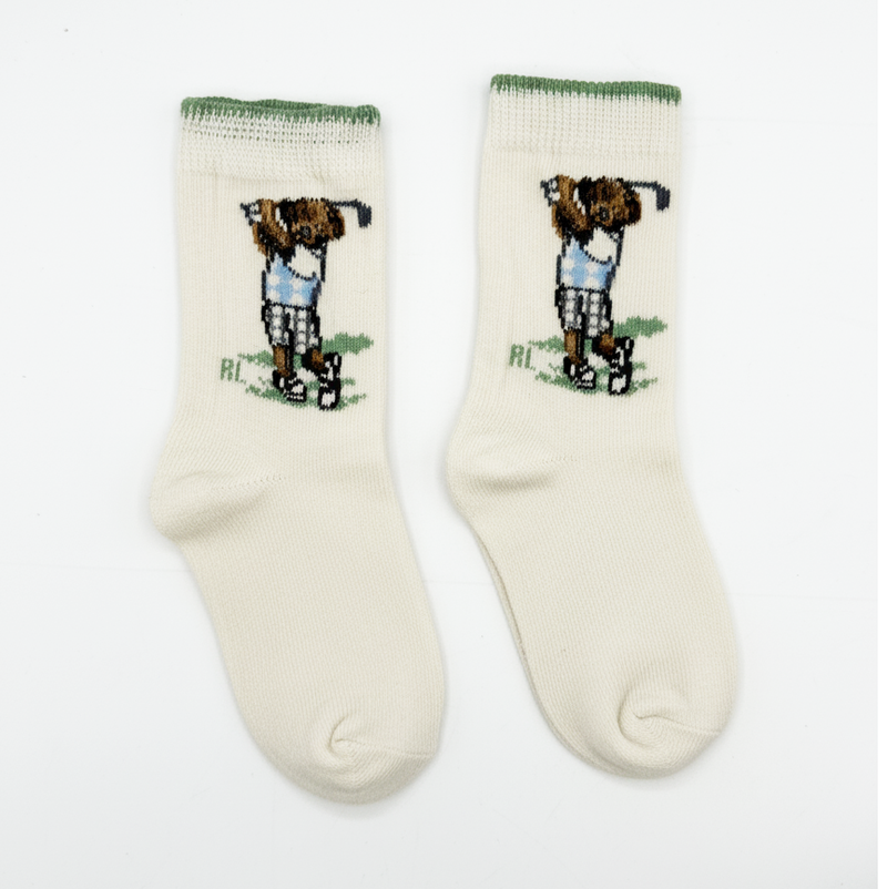 RL POLO POLO BEAR GOLF CREW SOCKS (0-2YRS)