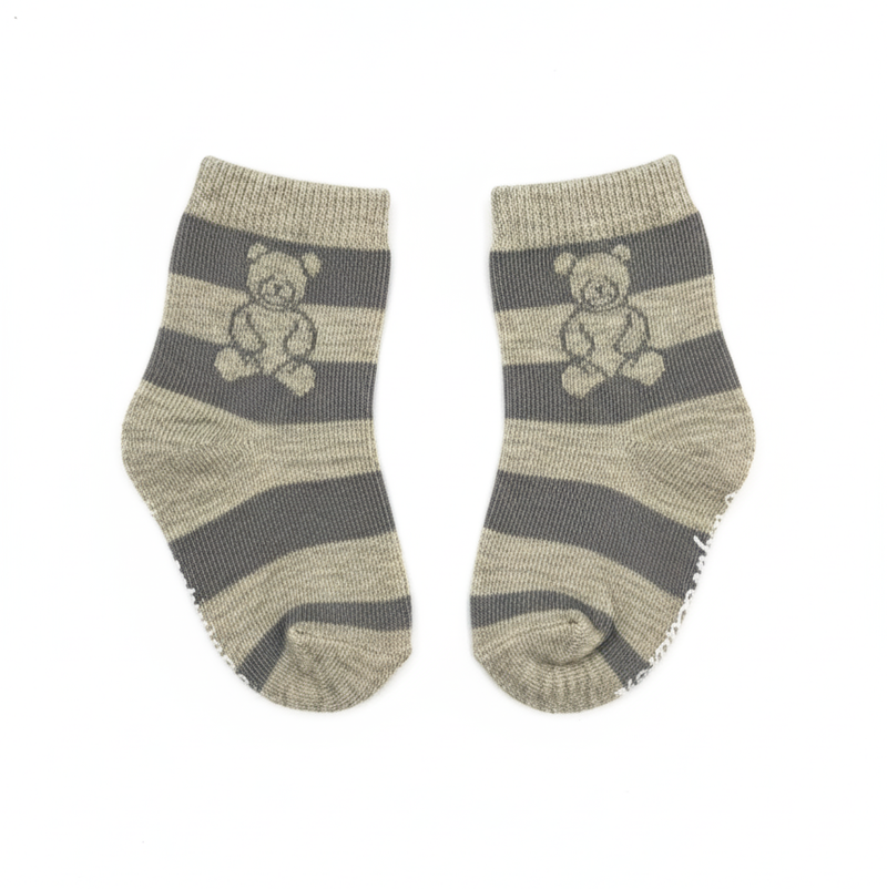 RL POLO STRIPED TEDDY BEAR GRIPPER SOCKS (0-2YRS)