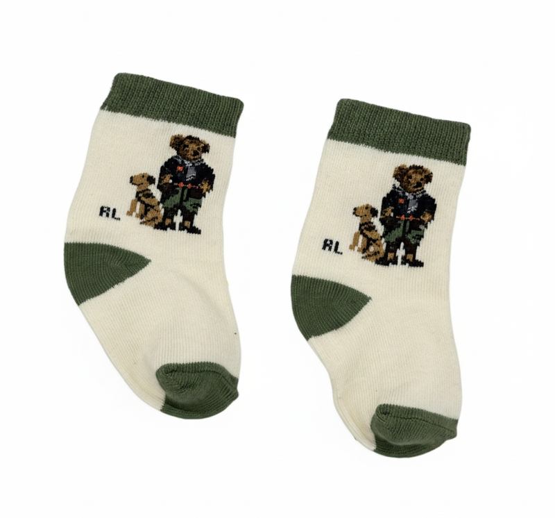 RL POLO ICON BEAR & DOGS BABY SOCKS (0-2YRS)