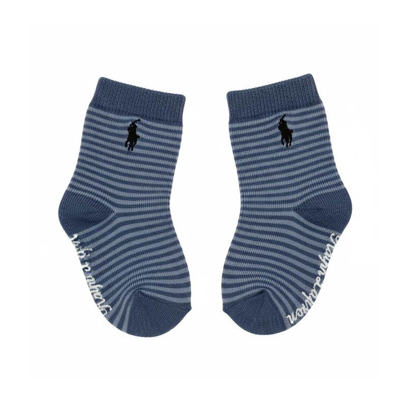 RL POLO NAVY STRIPE NON-SLIP SOCKS (0-2YRS)