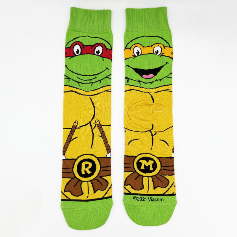 NINJA TURTLES RAPHAEL & MICHELANGELO COSTUME CREW SOCKS
