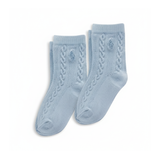 RL POLO BLUE CABLE-KNIT EYELET SOCKS (0-2YRS)