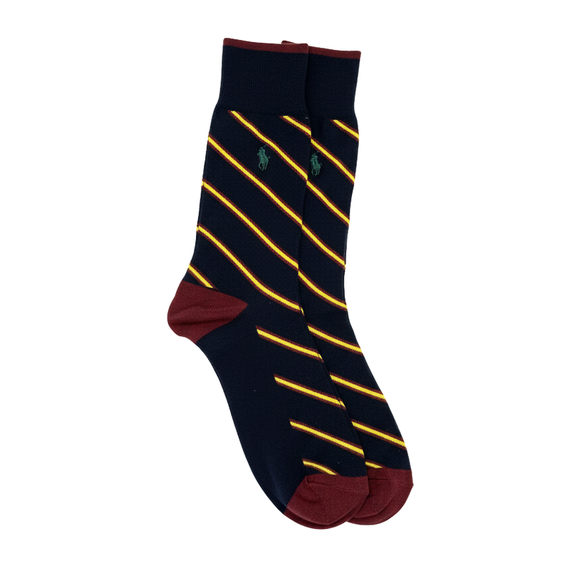 RL POLO REGIMENTAL NAVY & YELLOW STRIPE SOCKS