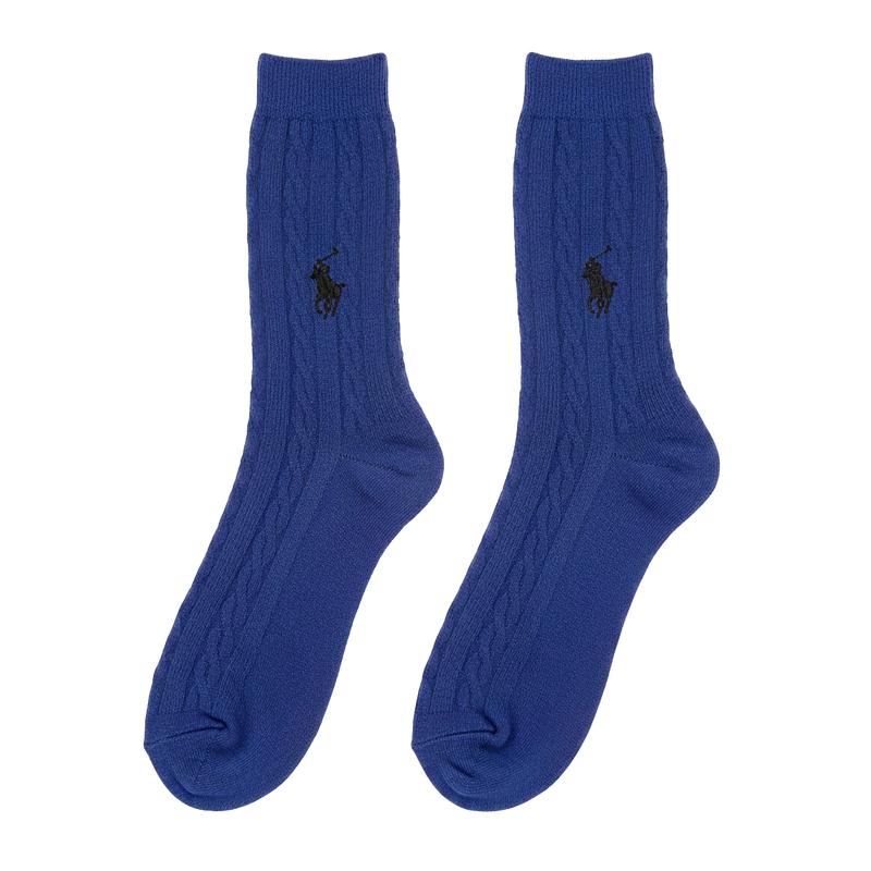 RL POLO ROYAL BLUE CABLE KNIT DRESS SOCKS