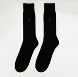 RL POLO SOLID BLACK DRESS SOCKS (TONAL GREY PONY)