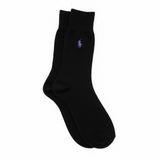RL POLO SOLID BLACK DRESS SOCKS (PURPLE PONY)